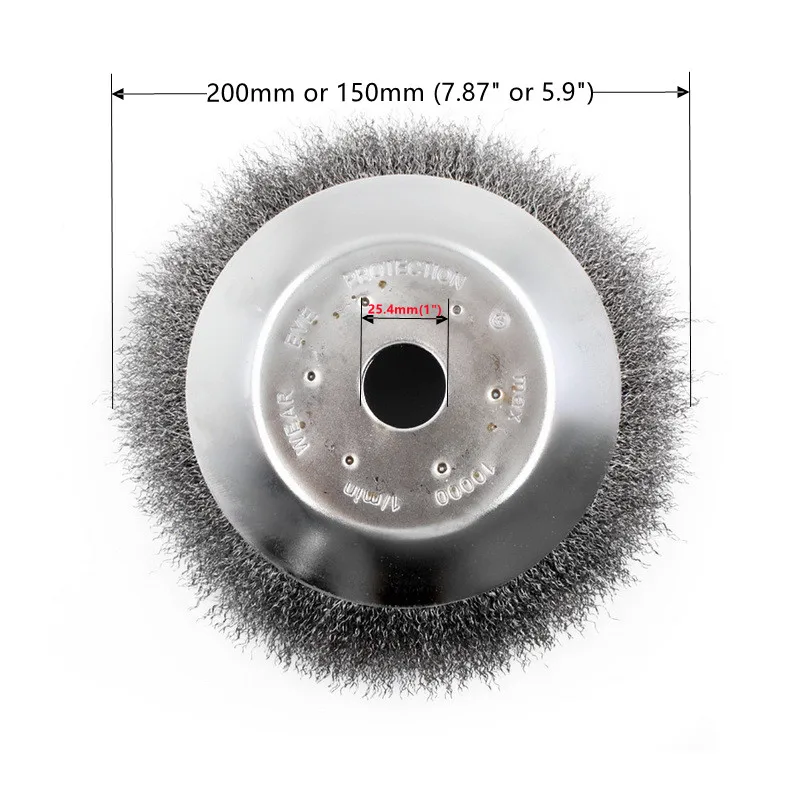 150/200 مللي متر العشب الانتهازي رئيس رقيقة أسلاك الفولاذ آلة تقطيع الفراشي إزالة الغبار إزالة الأعشاب الضارة لوحة ل جزازة العشب 6 "/8" وعاء عجلة حديقة جزء
