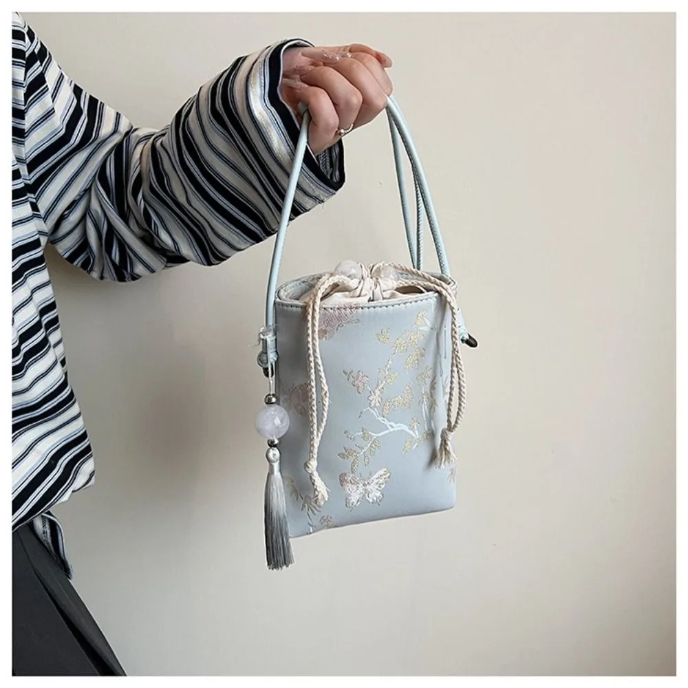 

Printed New Chinese Style Crossbody Bag Antique Large Capacity Embroidery Shoulder Bag Hanfu Handbag Tassel Pendant