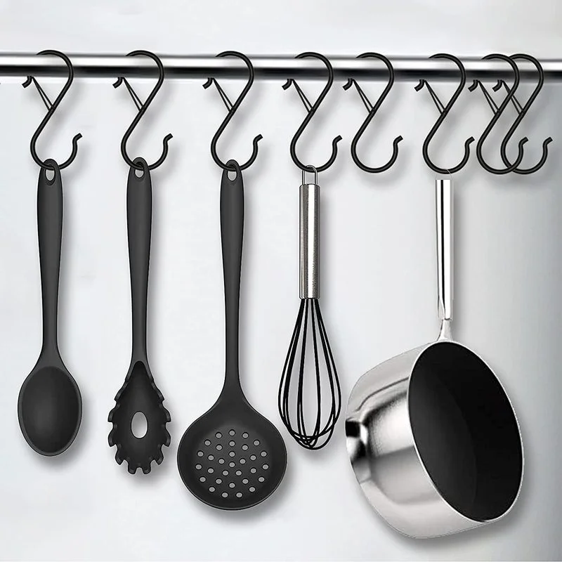 5PCS Hanging Heavy Duty S Hooks with Safety Buckle Design for Clothes Towel Plants Home Kitchen Door Closet Garden Storage