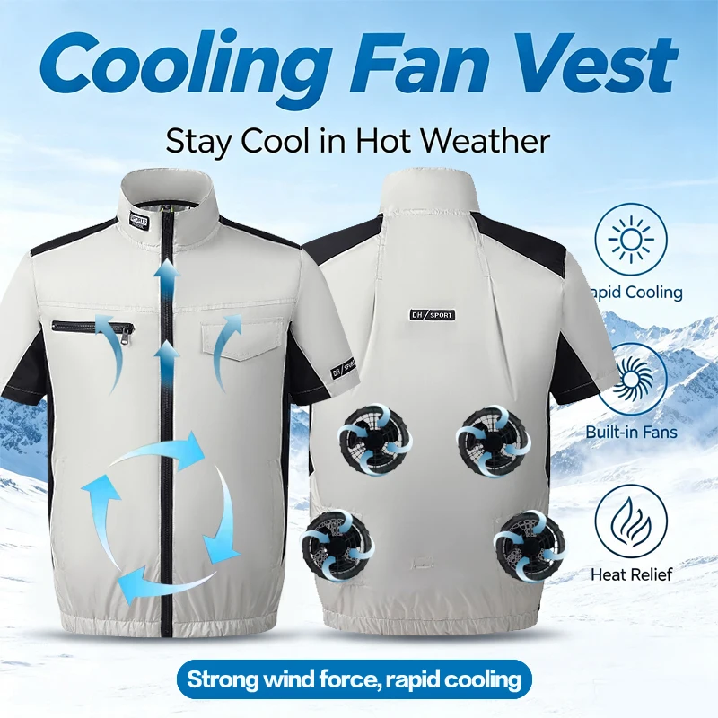High-Temperature Operation Cooling Air Conditioning Suit, USB4 Fan Cooling Vest, Men’s and Women’s, Summer, Ultra-Lightweight, O