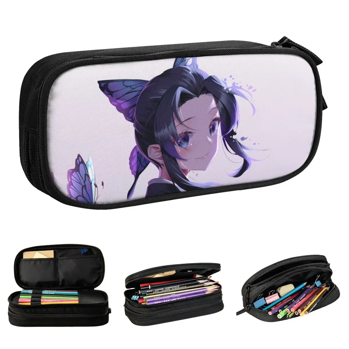 

Shinobu Kochou Demon Slayer Pencil Cases Lovely Kimetsu Anime Pen Holder Bag Girls Boys Large Storage Students School Gifts