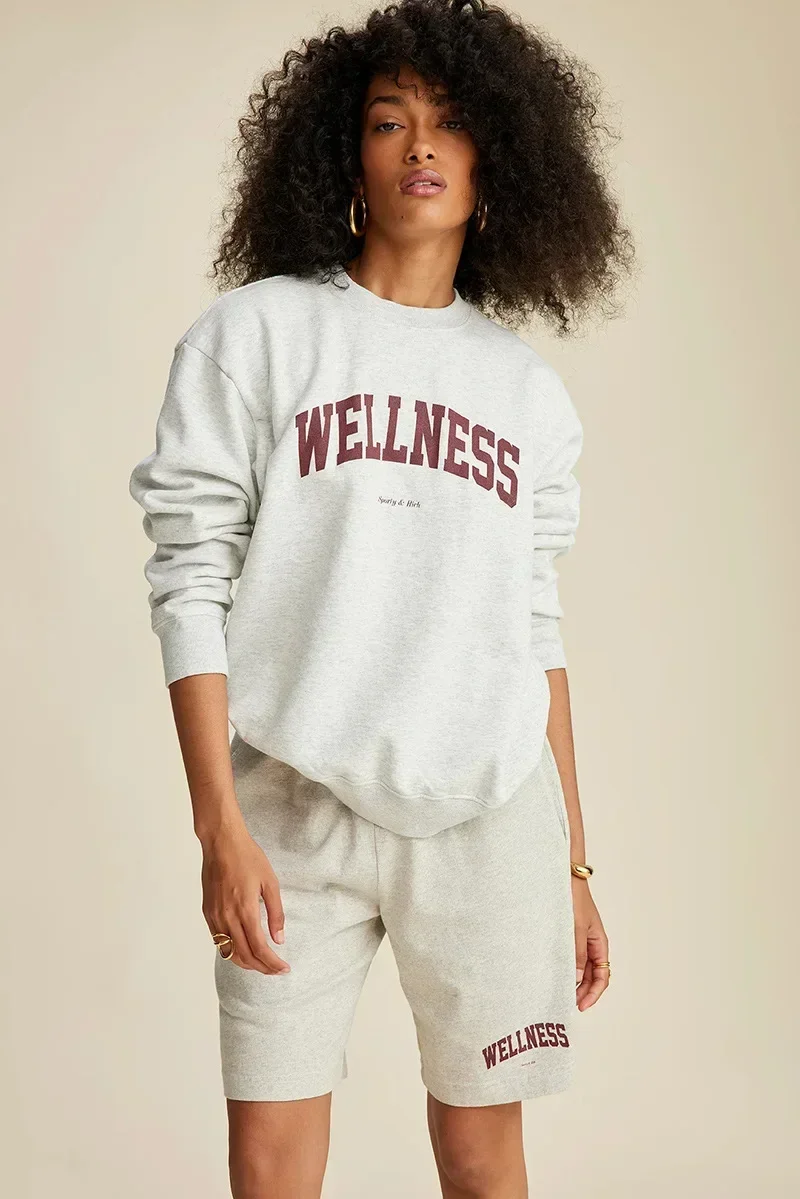 Women's Grey and Navy Sweatshirt Cotton Crew Neck Long Sleeve Relaxed Fit Autumn Winter Sweatshirt Female Winter Clothes Women