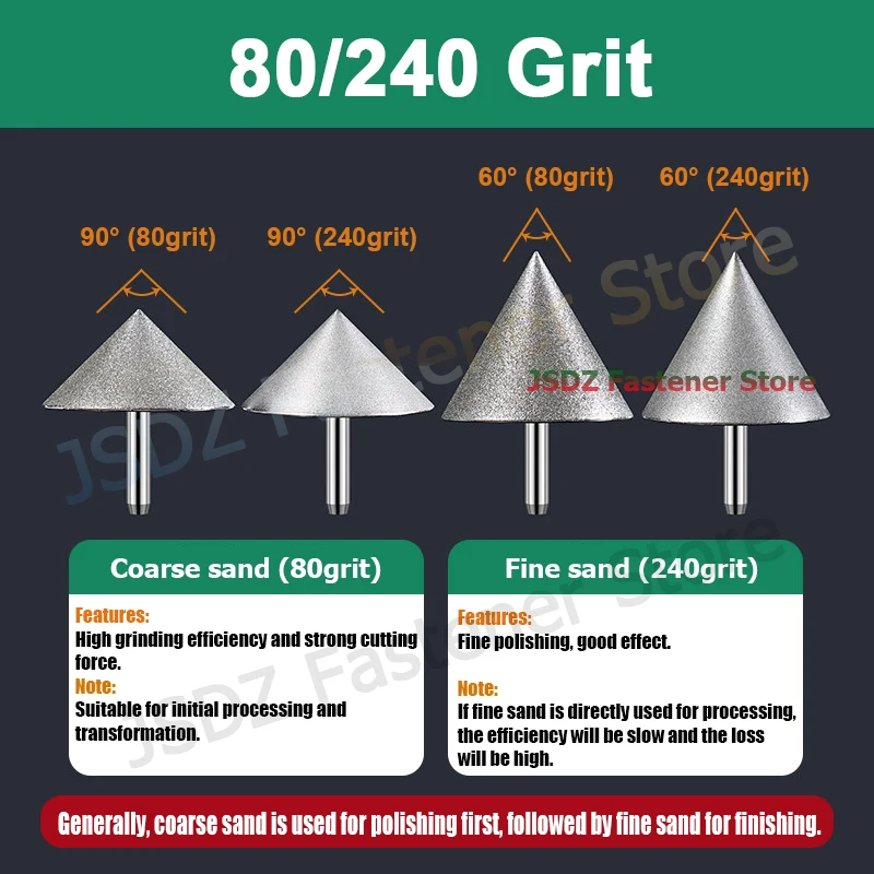 Dia 10-80mm Diamond Chamfer Grinding Head 60/90 Dregree Drill Bit For Stone Glass Polishing