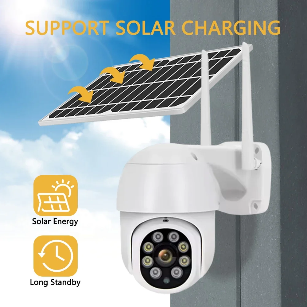 Tuya Smart Intelligent Solar Energy Voice Waring Battery Wireless Outdoor Surveillance WiFi Security CCTV Color Light PTZ Camera