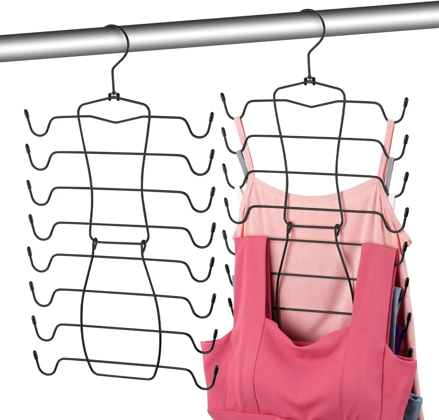 

2 Pack Black Tank Top Hangers Space Saving Closet Organizers and Storage, Dorm Room Essentials for College Students Girls