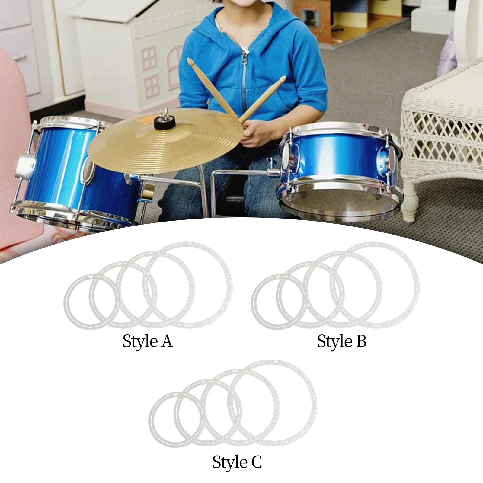 4Pieces Dampening Drum Mute Rings Practical Snare Drum Rings for Percussion Instrument Accessory