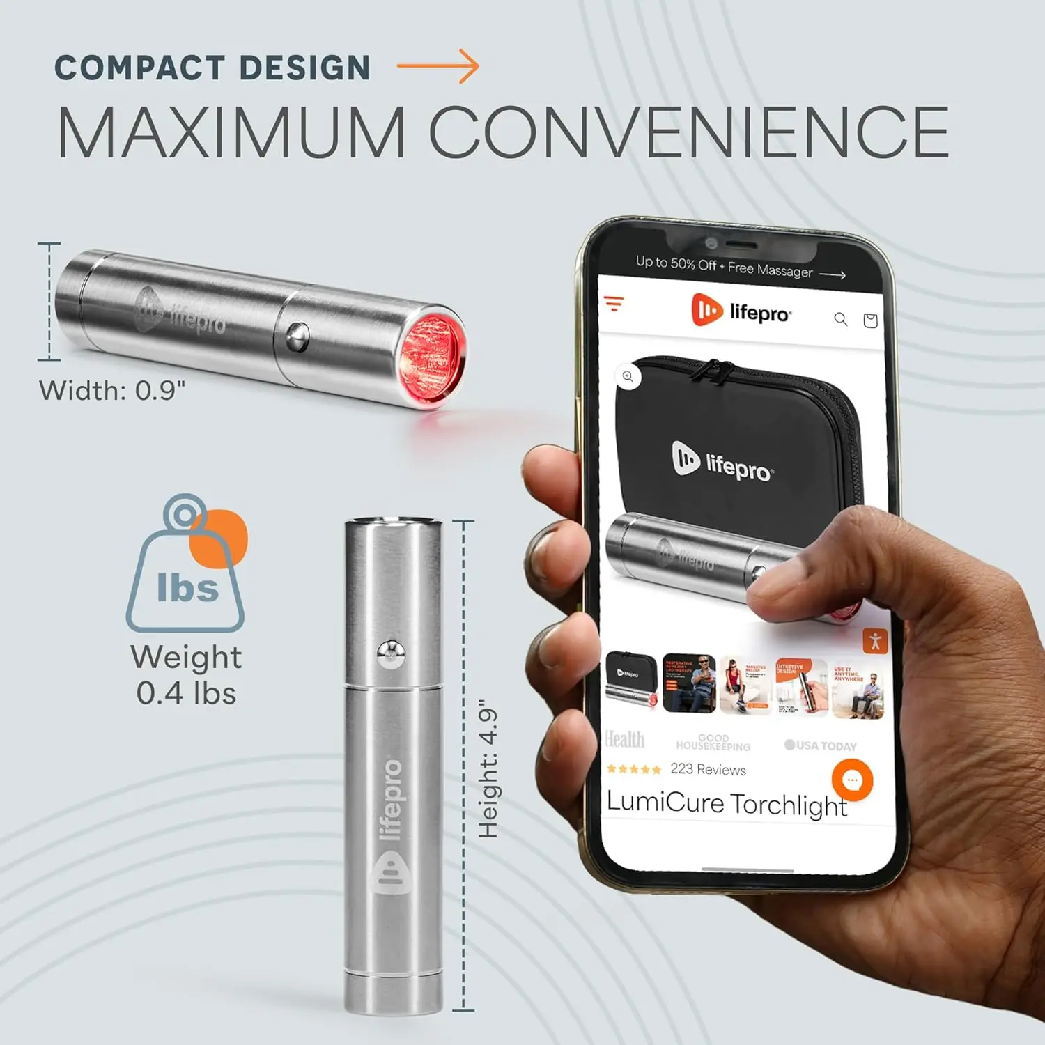 휴대용 적색광 치료기 3가지 파장으로 신체, 관절 및 근육 건강 지원