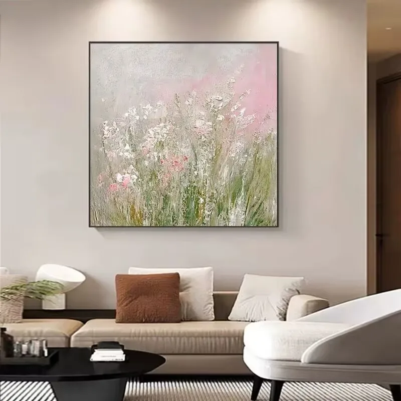 

Flower Hand Drawn Oil Painting, Warm Color Abstract Texture, Living Room Decoration Painting, Homestay Hotel Modern Art Painting