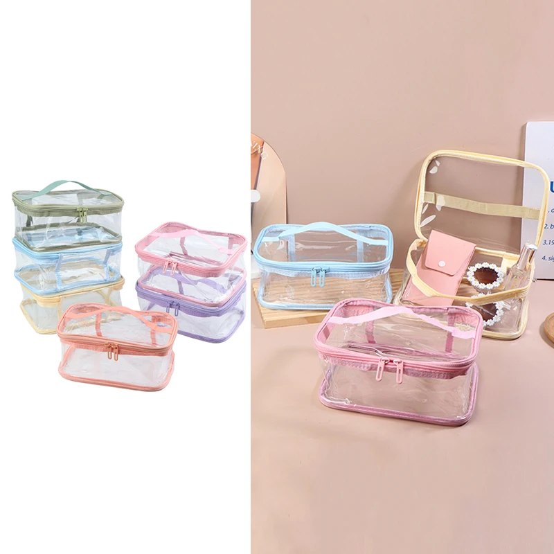 

Transparent PVC Makeup Bag Portable Cosmetic Bag Travel Toiletry Pouch Waterproof Storage Home Wash Kit Case
