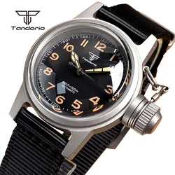 Tandorio Sandblasted Men's NH35 Automatic Dive Frog Watch Domed Sapphire Luminous Military Style Mechanical Wristwatch 20BAR