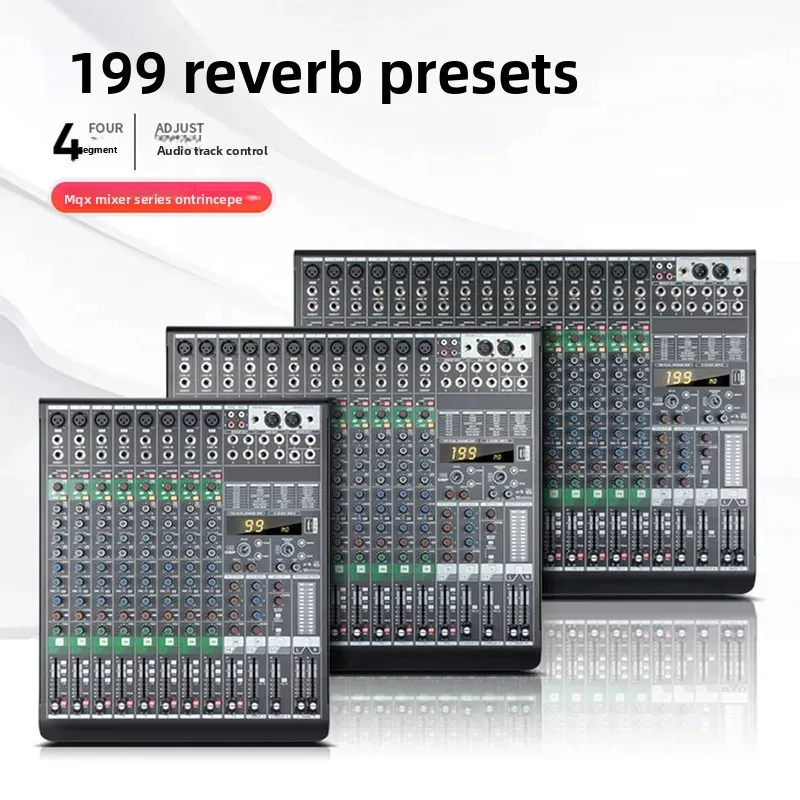 Professional Digital Audio Mixer with 199 Reverb Effects Sound Card for Outdoor Stage Performance Multifunctional DJ Console
