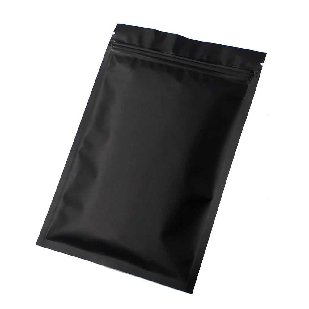 Pequena folha de alumínio Zip Lock Mylar Sacos, Smell Proof Bolsas planas, Resealable Coffee Herb Powder, Matte Black