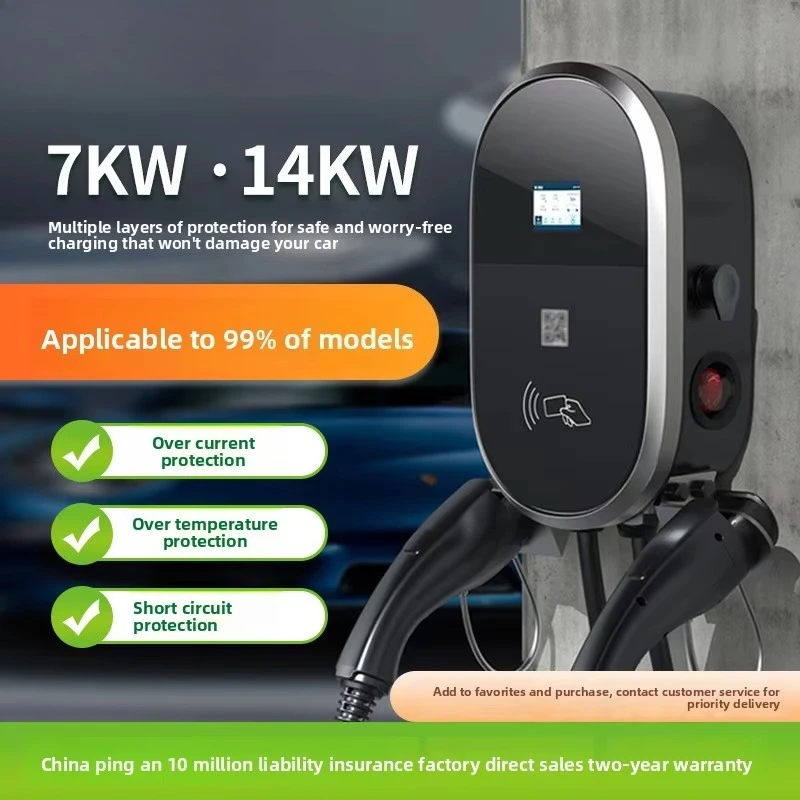 New Energy Electric Vehicle Charging Pile 7Kw Single/Dual Ac Temperature Sensing Dual Control Scan Code Swipe Card Oem Fast