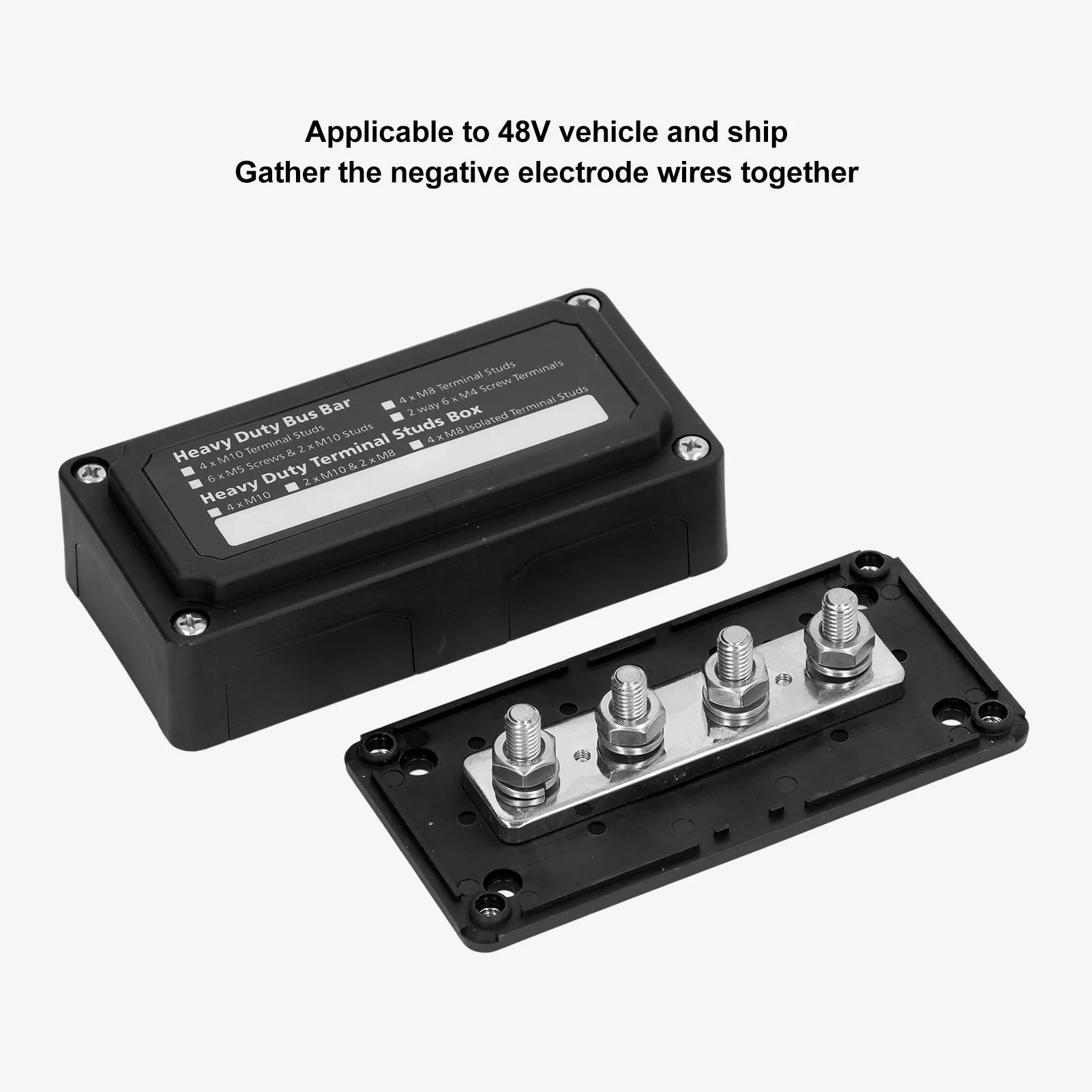 Power Distribution Block M8 Screw Terminal Bus Bar DC 48V 300A for Automobile Boat
