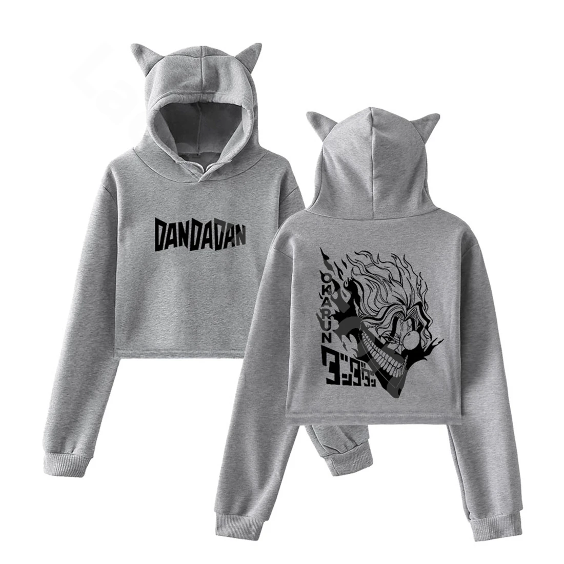 Dandadan Okarun Anime Short Hoodie Fashion Longsleeve Streetwear Wear Hip Hop Cat Ear Clothing Unique Bear Ear Sweatshirt