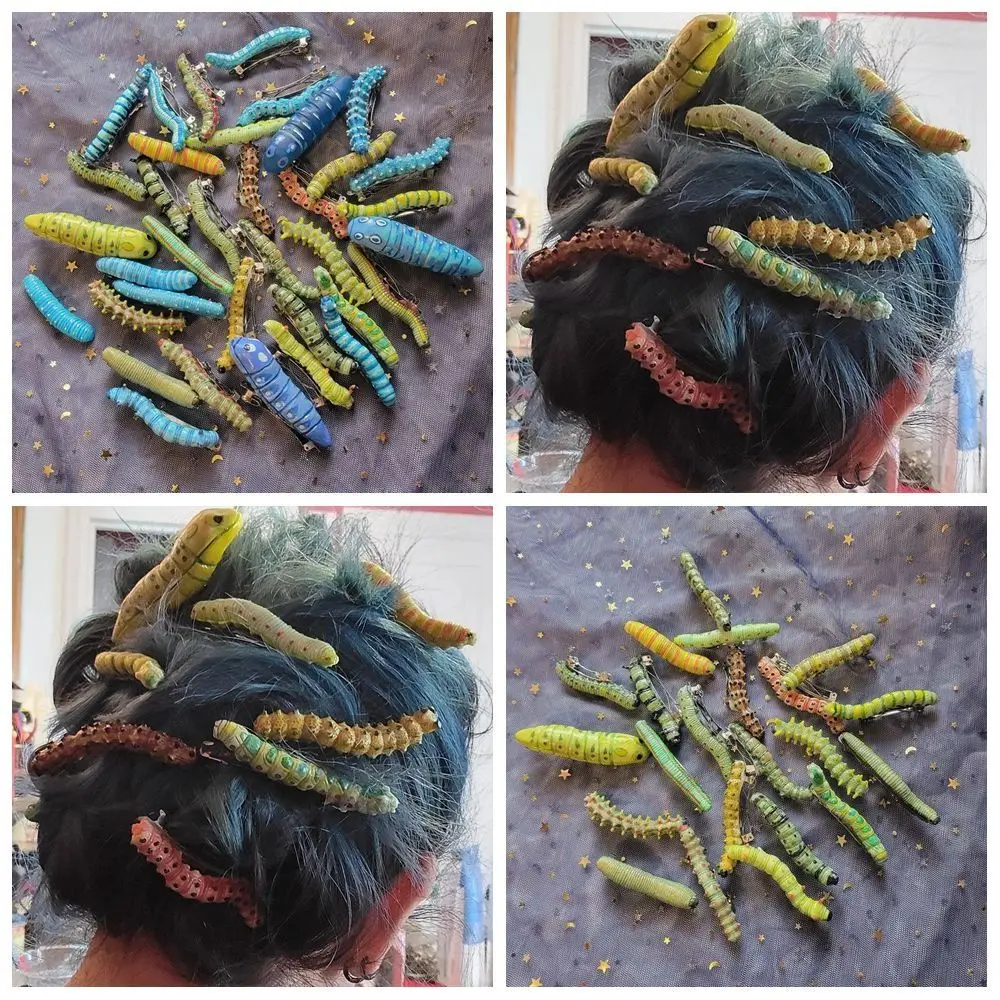 

Hair Accessories Caterpillars Hair Barrette Multicolor Resin Alloy Headwear Strong Grip Crawl Insect Pattern Hairpins Women