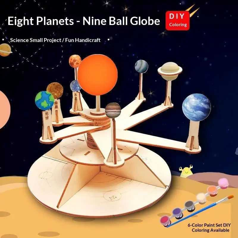 Wooden Solar System DIY Model Kit With Paint Set Educational For Kids School Science Craft Project Supply