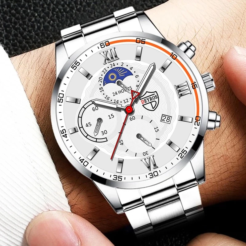 Luxury Fashion Mens orologi uomo Business orologio da polso al quarzo in acciaio inossidabile orologio sportivo Casual in pelle relogio masculino