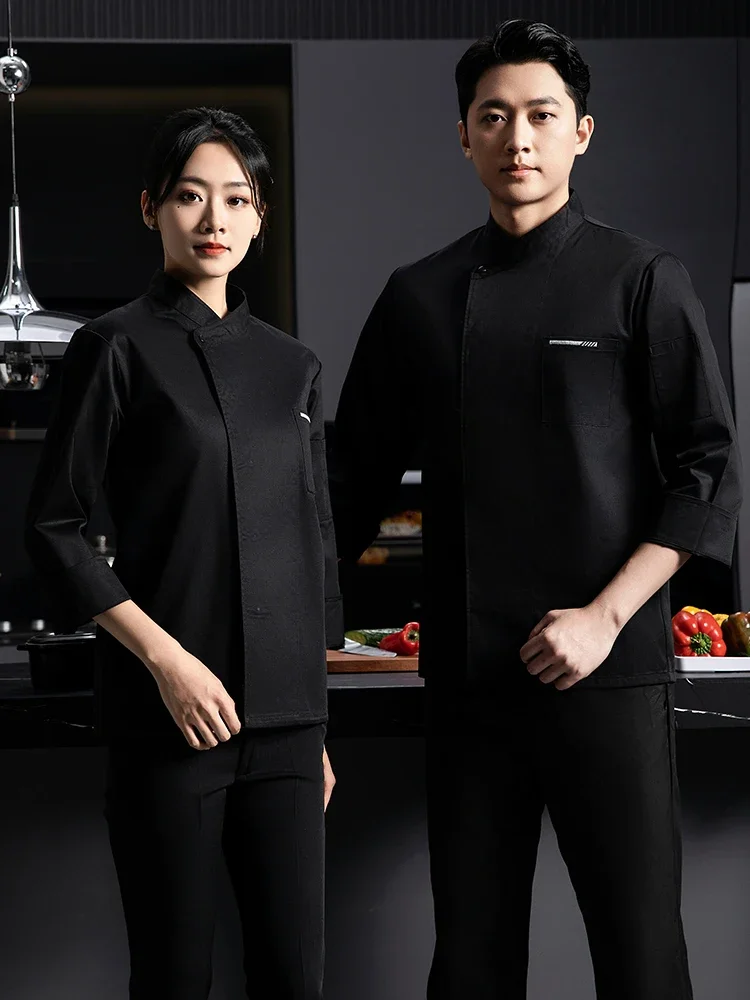 長袖ケータリングサービスTシャツ、ベーカリー料理人ジャケット、レストランの制服、ホテルのウェイター、シェフのカフェのオーバーオール