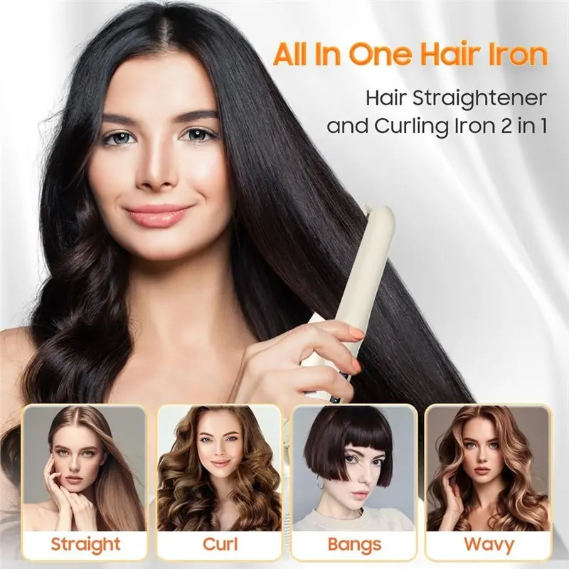 【TODAY فقط】مشبك تمليس الشعر الصغير المحمول للاستخدام المزدوج، أداة فرد الشعر القابلة لإعادة الشحن