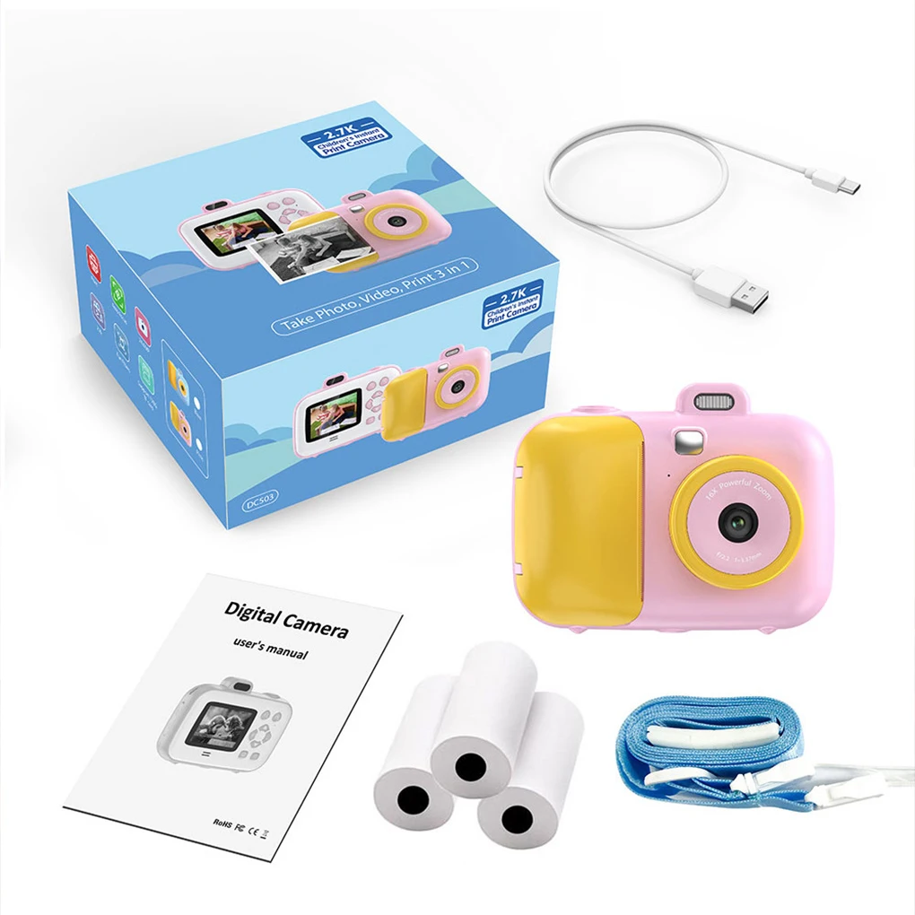 Kinder Digitalkamera Sofortdruck für Kinder Thermodruckkamera Sofortiger Fotodruck Kamera Videospielzeug für Weihnachtsgeschenke