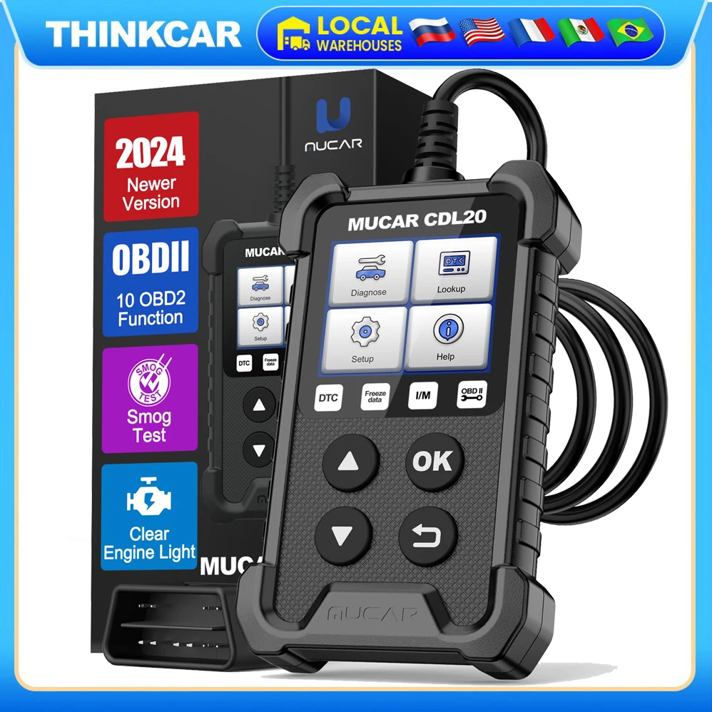 MUCAR CDL20 2024 OBD2 Scanner Full System Scan Tool Check Engine Light Diagnostic Tools Smog Test Automotive Code Reader