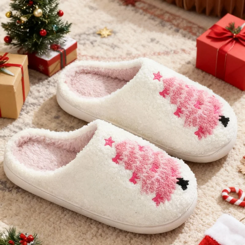 عيد الميلاد النعال المنزل الجديد شجرة عيد الميلاد الزنجبيل مريحة الدافئة النعال النسائية عارضة في الهواء الطلق المشي السفر النعال