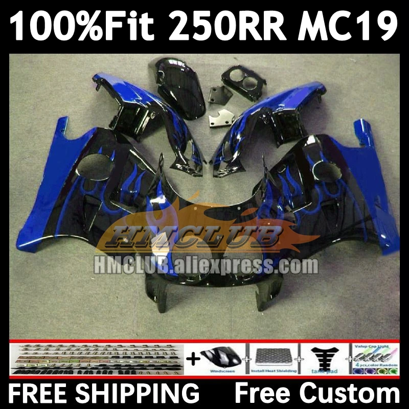 Injection Body For HONDA CBR 250RR 250R 250 RR CC 88 89 96No.266 CBR250 RR MC19 MC 19 CBR250RR blue flames 1988 1989 OEM Fairing