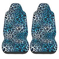 Blue Leopard Animal Print Car Seat Covers Set of 2 Front Bucket Seat Protector Accessories Universal Fit Most Cars Trucks