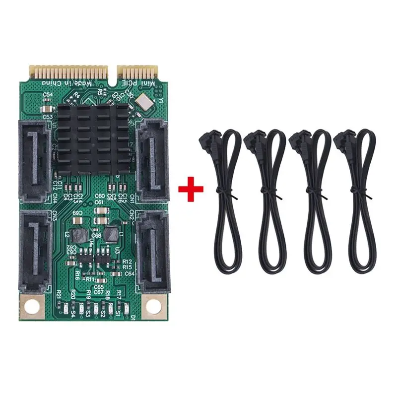 & L72A  Mini PCI-E 4 Port III 6G Mini PCI Express Controller Card SATA3.0 Mini PCI Express SSD Adapter Card