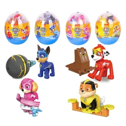 4Pcs/Set Paw Patrol Egg Block Patrulha Canina Action Figure Chase Marshall Skye Rubble pow patrol Supercar Children Toy Gifts