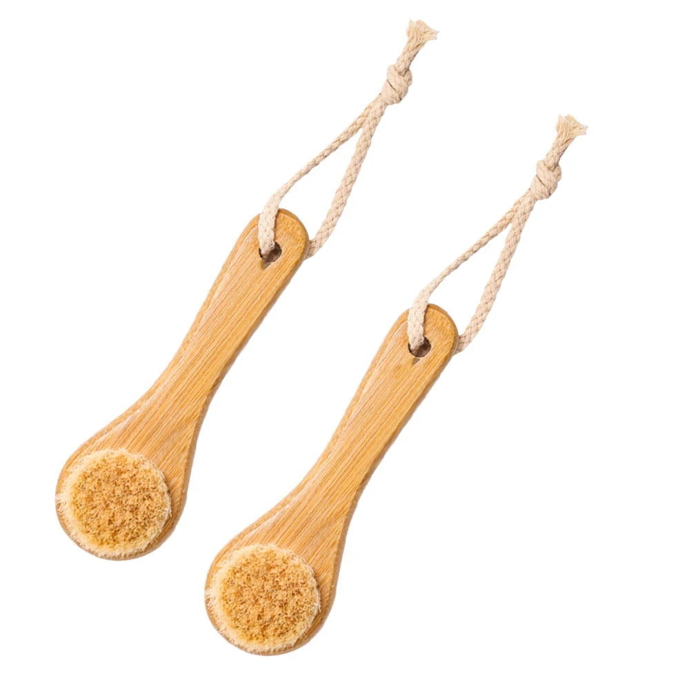 

2Pcs Bamboo Handle Horsehair Face Brush Soft Bristles Cleansing Massage Deep Cleaning Facial Scrubber Laundry Tool Skincare