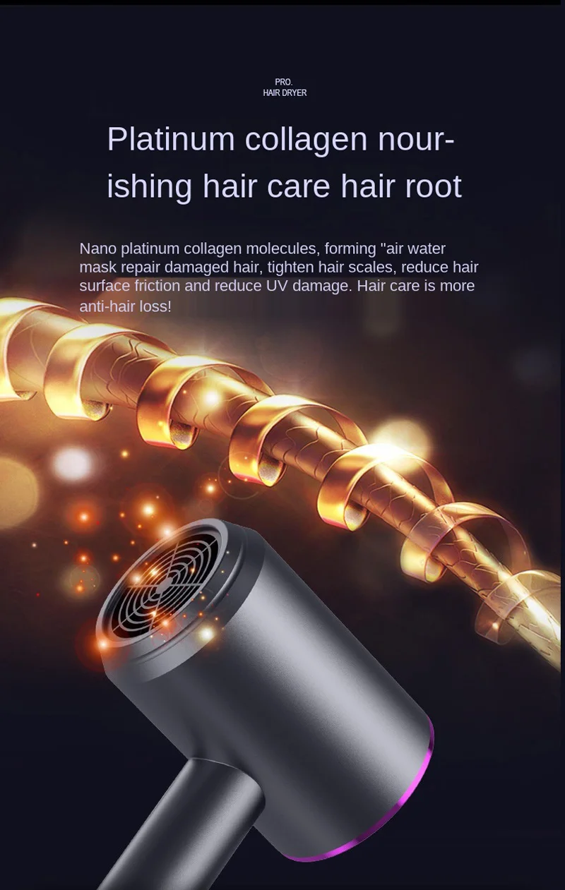 Hochgeschwindigkeits-Haartrockner Professioneller Salon- und Heimgebrauch Hochleistungs-Trockner Drei Geschwindigkeitsstufen Haarstyling Konstante Temperatur Haarpflege-Trockner – Detail 8