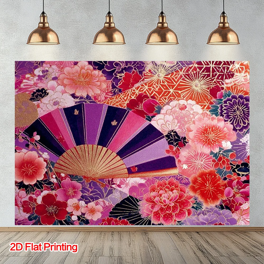 Vibrant Peony Floral Art Tapestry Wall Hanging Polyester Decor Boho Oriental Style Luxury Flower Bloom Mural for Bedroom and Liv