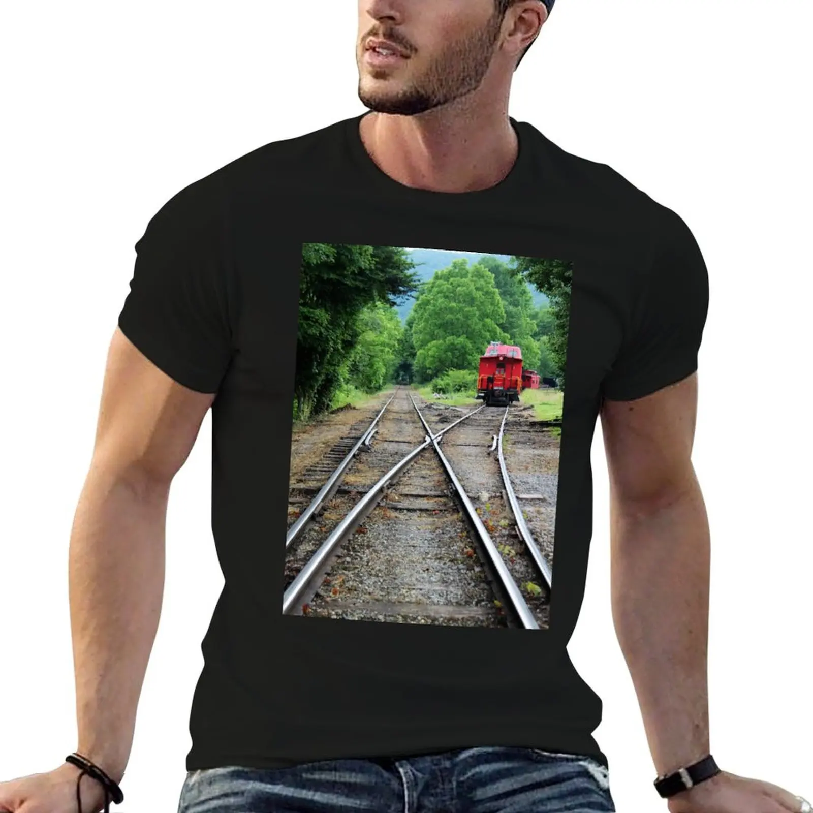 

Tracks at the Durbin Scenic Railway, Durbin West Virginia T-Shirt t shirt for man 100 percent cotton man t shirt summer T-Shirt