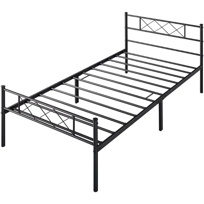 

Design Headboard & Footboard Metal Twin Bed Black 78" L × 41" W × 35" H Twin Bed Frame Bedroom Furniture