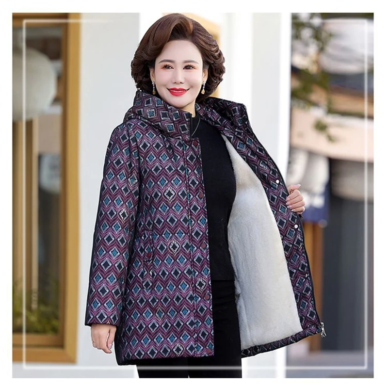 

Plus Velvet Thick Warm Parka Winter New Loose Cotton-Padded Jacket Women's Short Overcoat Fashion Plus Size Hooded Cotton Jacket
