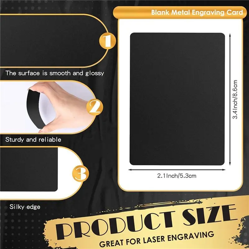 500 Pcs Metal Engraving Blanks Aluminum Sheet Laser Engraving Business Card Engraving DIY Gift Cards, Matte Black