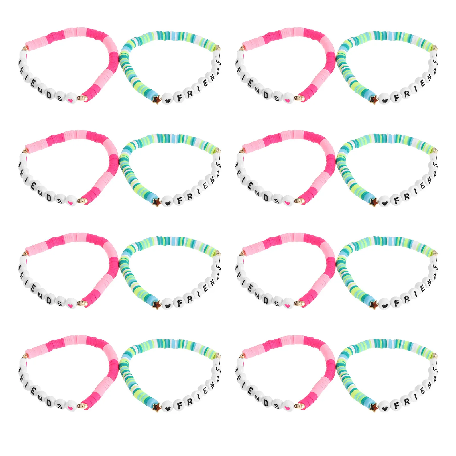 16Pcs Friendship Bracelet Set Bohemian Witch Princess Clay Beaded Stackable Elastic Bracelets Party Favors for Teens Women