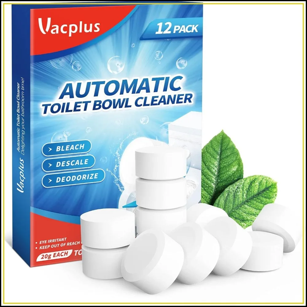 Automatic Toilet Bowl Cleaner Tablets 12 Pack, Bleach Deodorizing & Descaling, Powerful Stain Removal, Long-Lasting Freshness