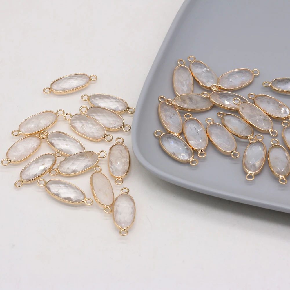 10PCS Wholesale Price Natural Clear Quartz Jewelry Connector Pendant For Jewelry Making DIY Necklace Accessories Charms Gift