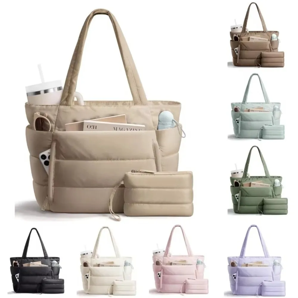 Women Large‑capacity Commuter Tote Shoulder Bag, Lightweight Water‑resistant Mommy Bag With Multiple Pockets, Practical Handbag
