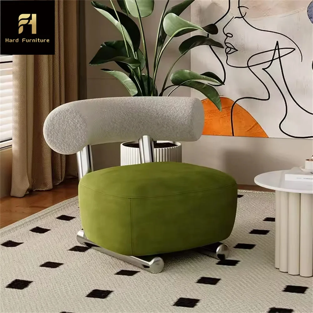 Reception Sofa Customized Furniture Creative Reception Single Sofa Chair Stainless Steel Living Room Leisure Lazy S