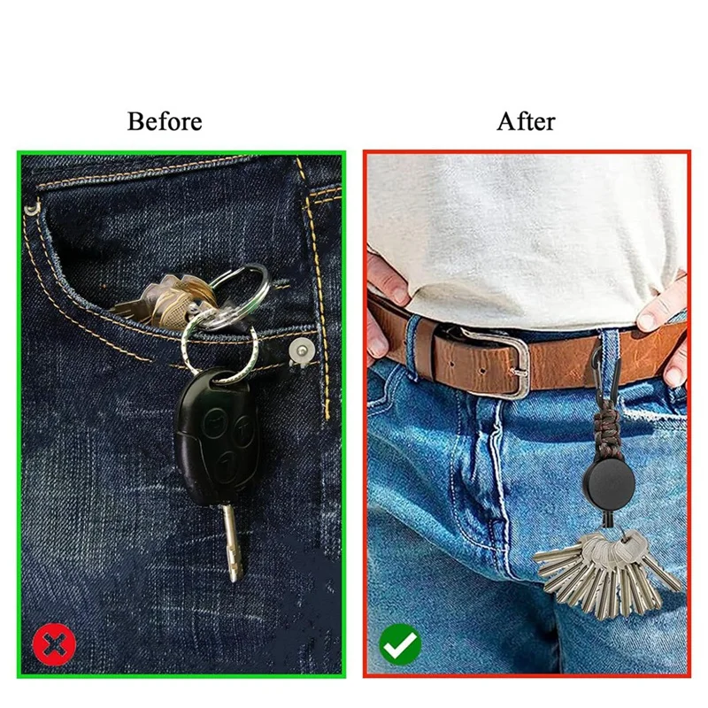 Retractable Keychain Heavy Duty Retractable Lanyard Badge Holder Retractable Key Ring Key Holder 4PCS