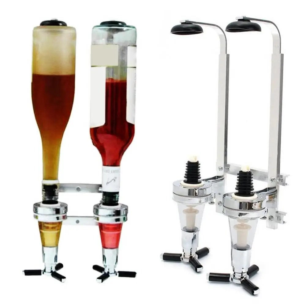 Wall Mounted Beer Dispenser 25/30/45ml Stand 2 Bottle Wine Home Bar Pourer Rack