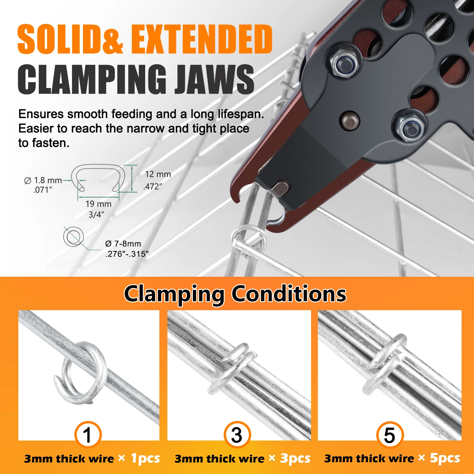 KAMSIN K-SC7E 15 Gauge 3/4 Long Nose Pneumatic Hog Ring Gun With One Pack Galva 1000pcs nail, 7-8mm Clamping Diameter