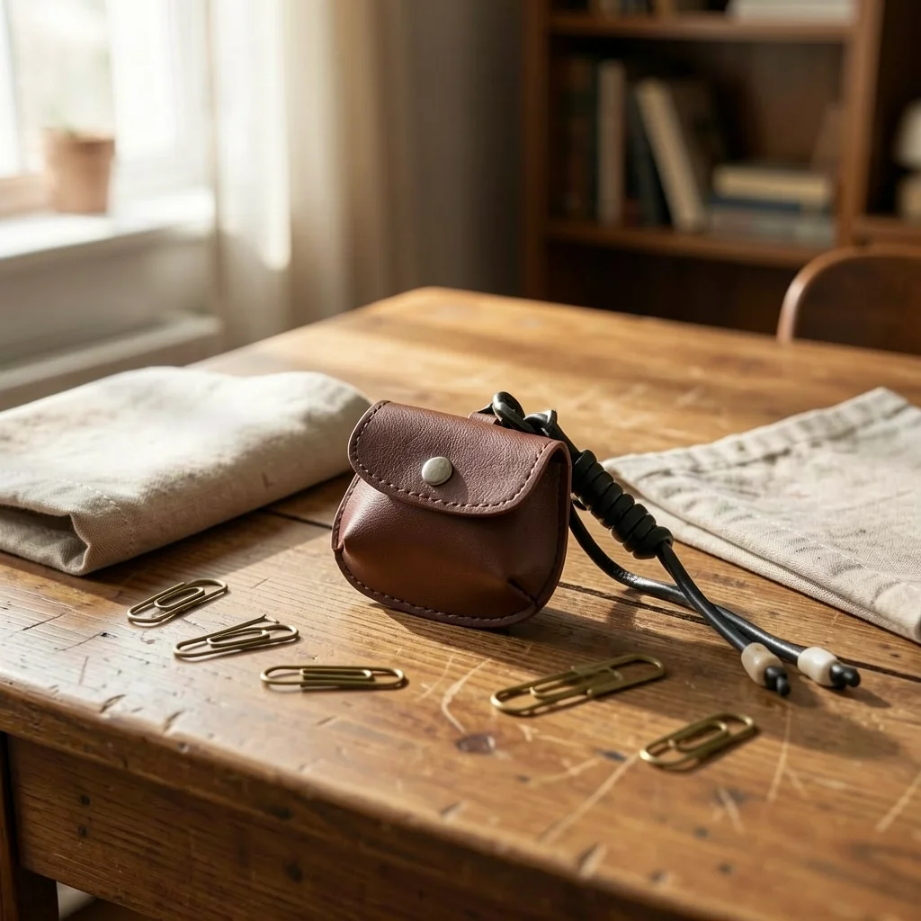 Small Storage Bag Minimalist Mini Keychain Bag Braided Rope Pouch Multi Functional Pu Leather Coin Purse For Crossbody Bag