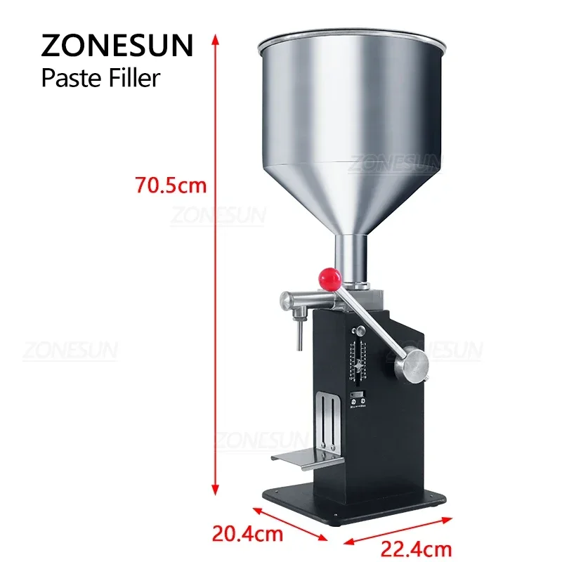 ZONESUN Liquid Paste Filling Machine Food-grade Stainless Steel Cosmetic Cream Honey Pasta Sauce Manual Bottle Filler ZS-MGT1S