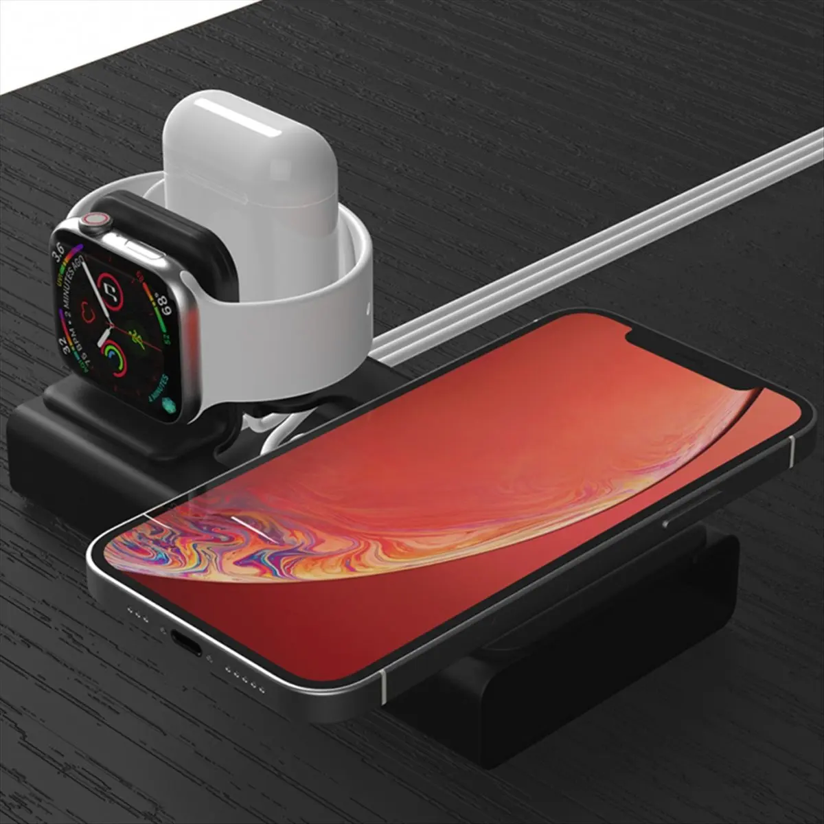 M85K Aluminum Alloy Mobile Phone Desktop Stand, Suitable for , Airpod Pro Three-in-One Aluminum Alloy Charging Stand B