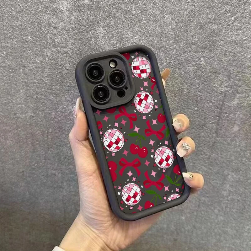 الحالات الهاتف ديسكو الكرة Bowknot الكرز نمط طباعة ل Xiaomi Poco X7 F6 F5 X6 X5 M6 Pro X3 F3 للصدمات سيليكون الوفير غطاء